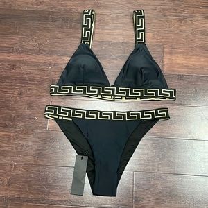 Greece Border black and gold swim suit